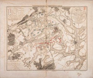 滑铁卢战役，战场地图，由Jacowick雕刻，1816年